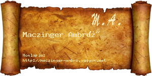 Maczinger Ambró névjegykártya